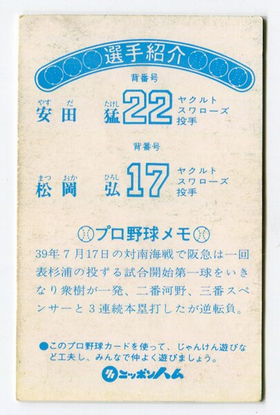 レトロプロ野球カード 日本ハムソーセージポケットホルダー付き 昭和50年もの - 野球