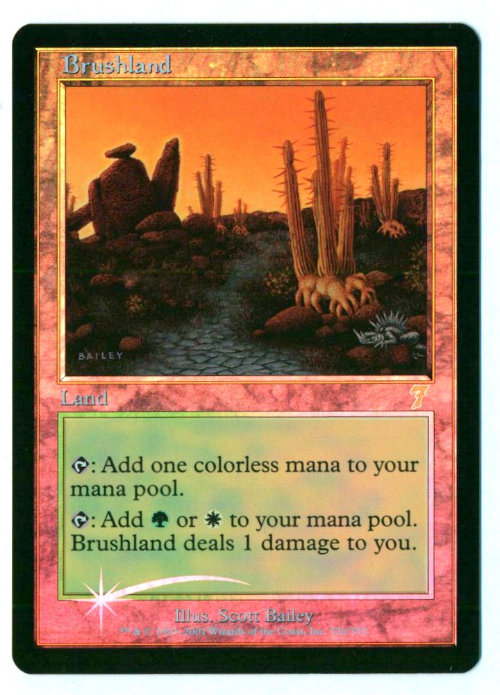 MTG【Foil/英】低木林地/Brushland [7ED] №01+solo-truck.eu