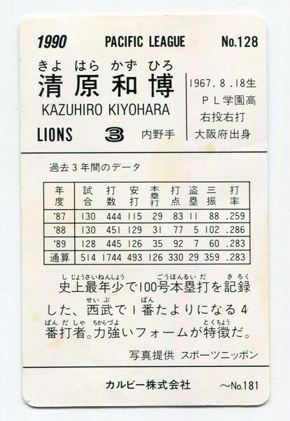 カルビー 19年 129 清原和博 Unionmicronclean Com