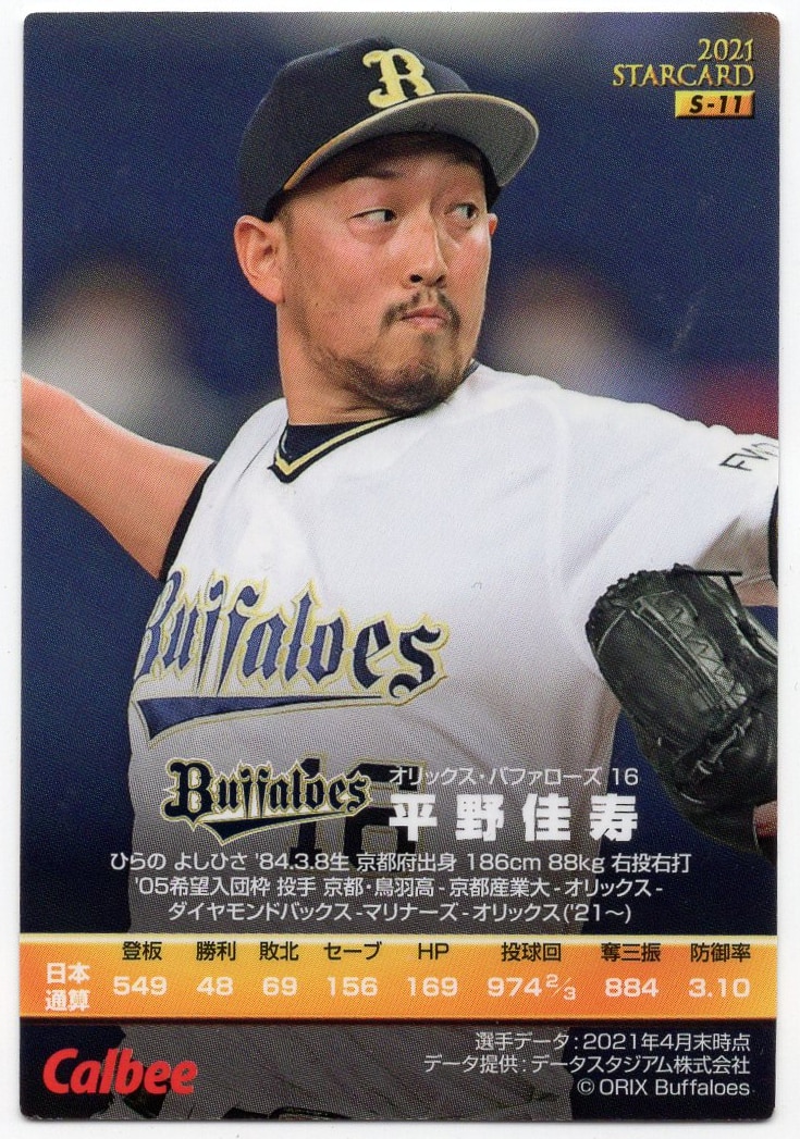 プロ野球 チップス カード オリックス バファローズ 平野 佳寿 選手