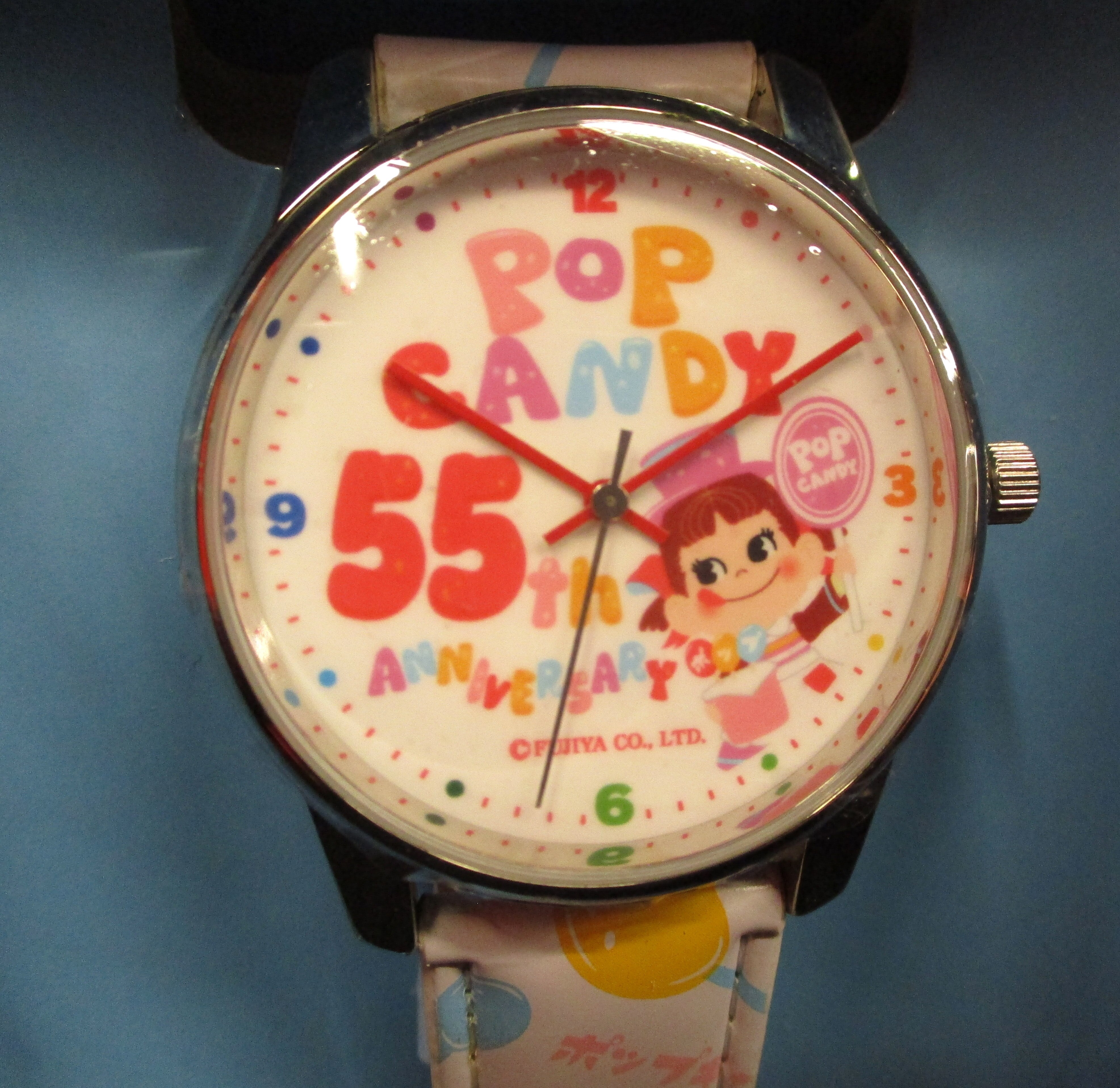 不二家 ポップキャンディ 白 55周年記念 オリジナル腕時計