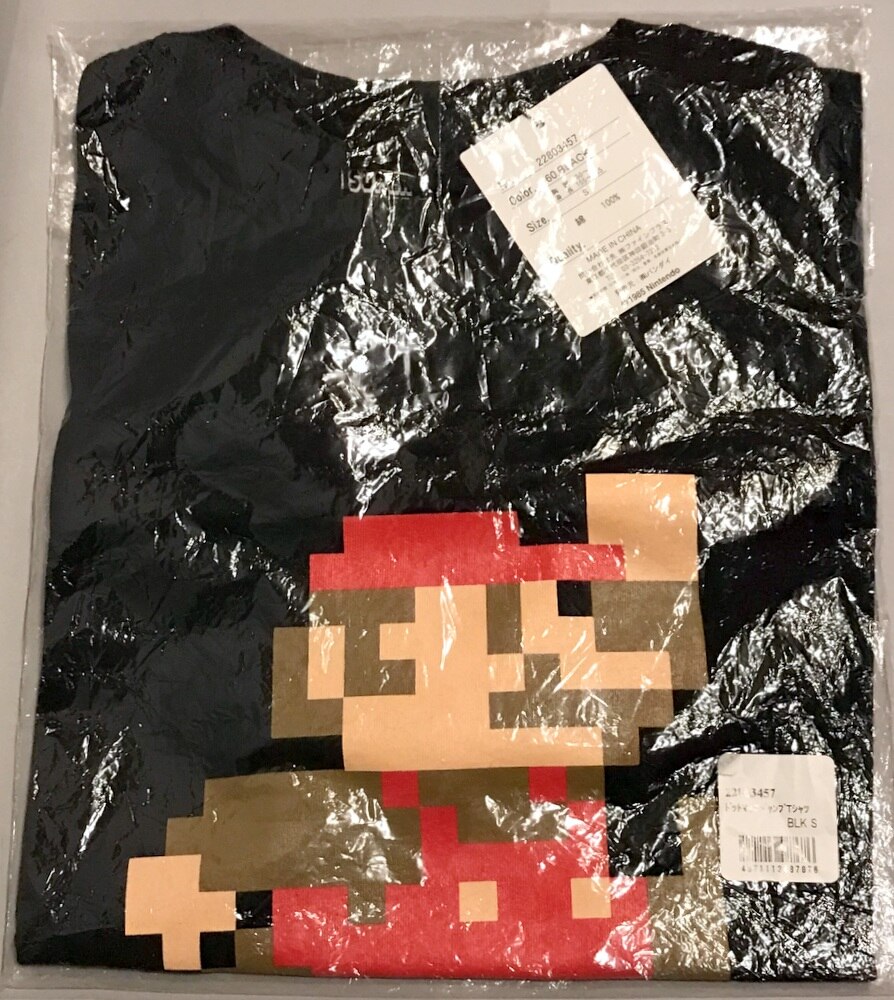 627円 22超人気 スーパーマリオ Tシャツ ドットマリオ 黒
