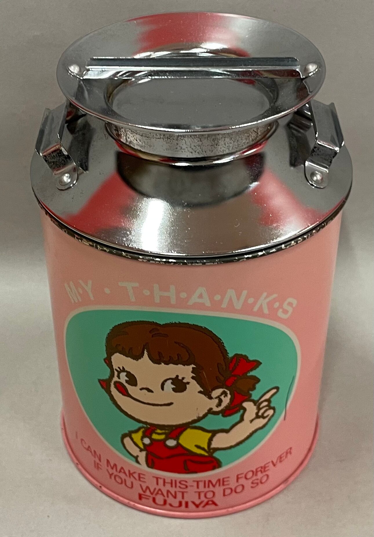 不二家 ペコちゃん ミルクボール集乳缶 限定品 - ノベルティグッズ